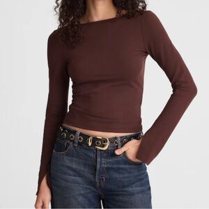 NWT Madewell Black Long-Sleeve Scoopback Tee!